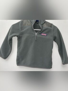 Vineyard Vines Boys Gray Fleece Quarter Zip Pullover Size 5 Preppy Whale Logo